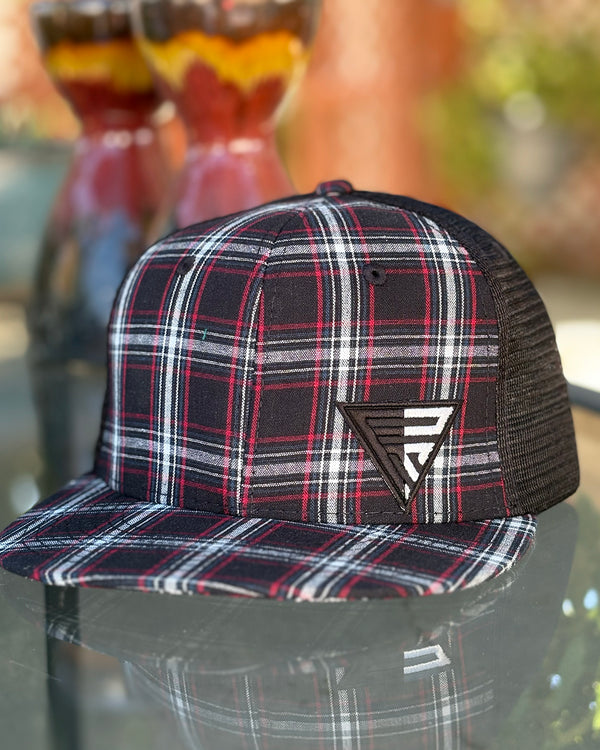 Legacy Logo on Ebony Red Plaid