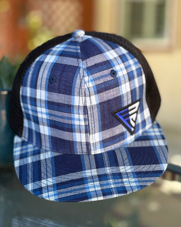 Legacy Logo on Blue White Plaid