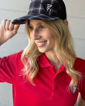Legacy Logo on Ebony Red Plaid